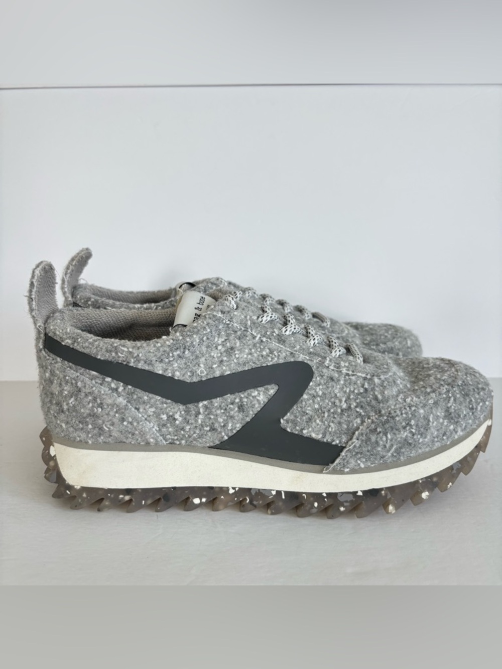 Rag and Bone Retro Runner Gray Wool Textured Sneakers 7 - Picture 9 of 15